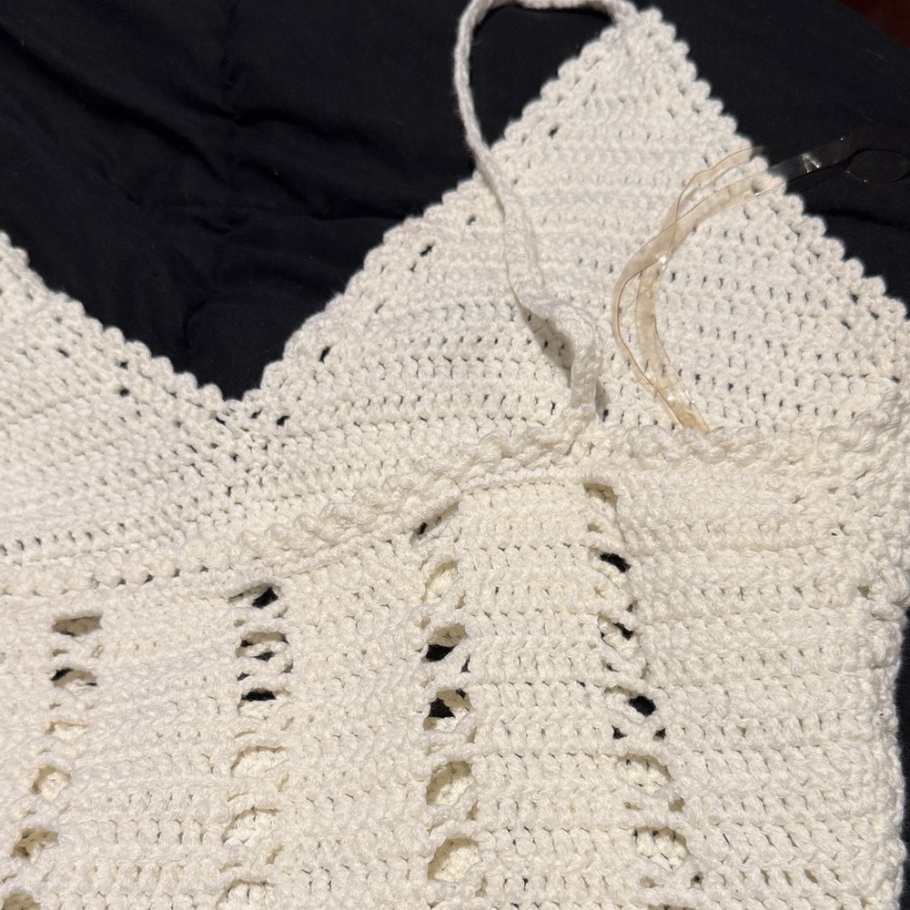 Crochet White/cream colored One-Piece body suit Sz.L - Picture 10 of 15